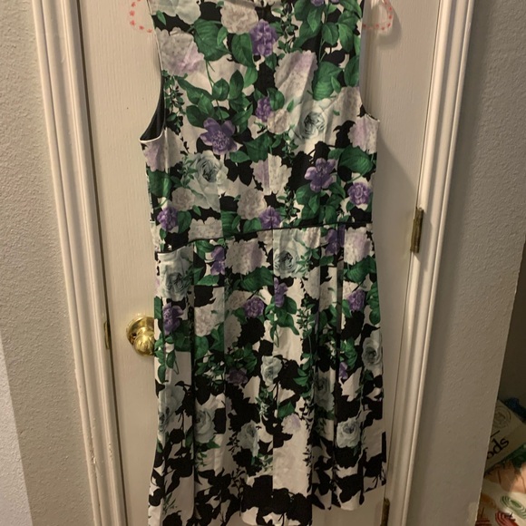 Talbots Black and White Fit and Flare Midi Dress - Picture 2 of 4